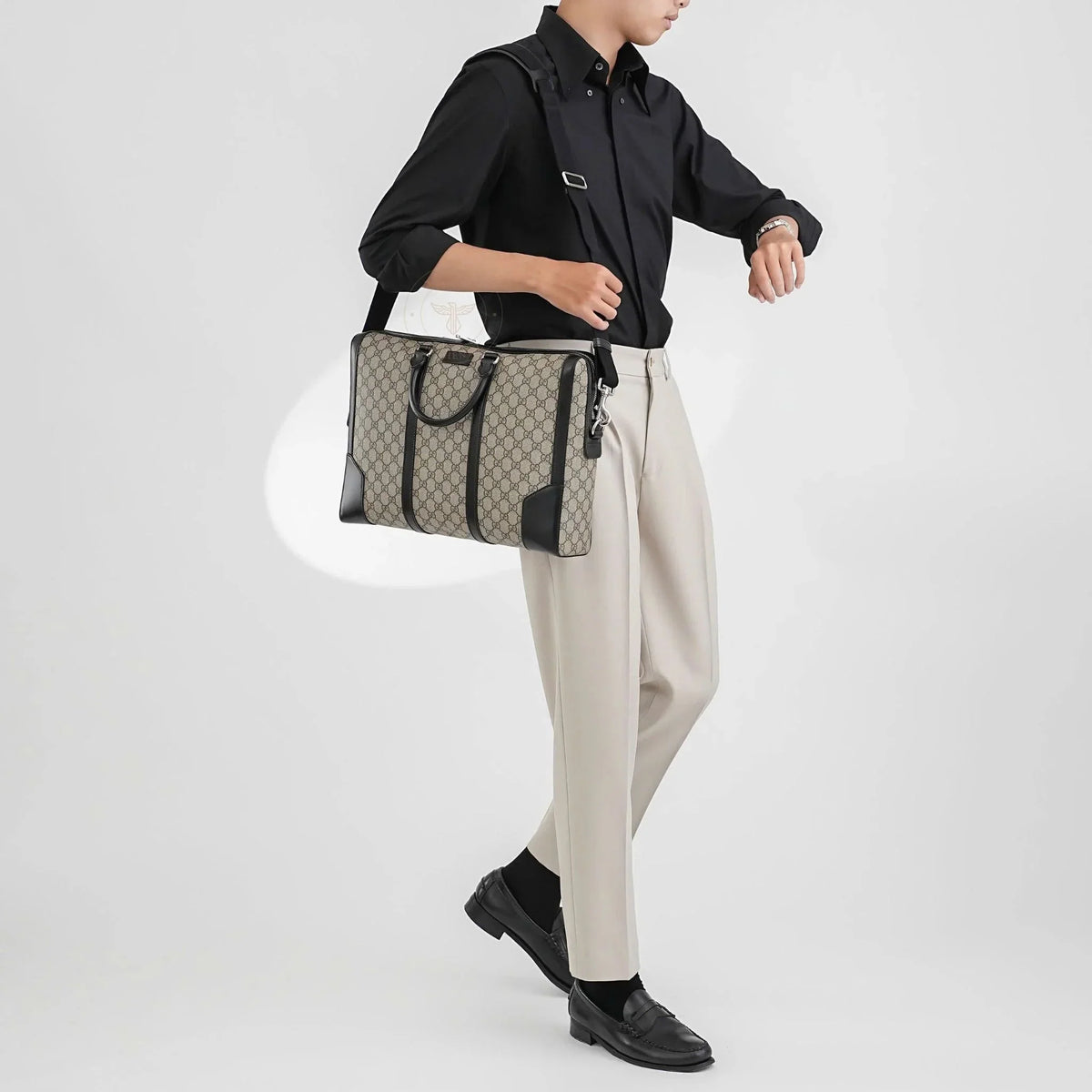 Gucci GG Medium Briefcase Bag - Beige