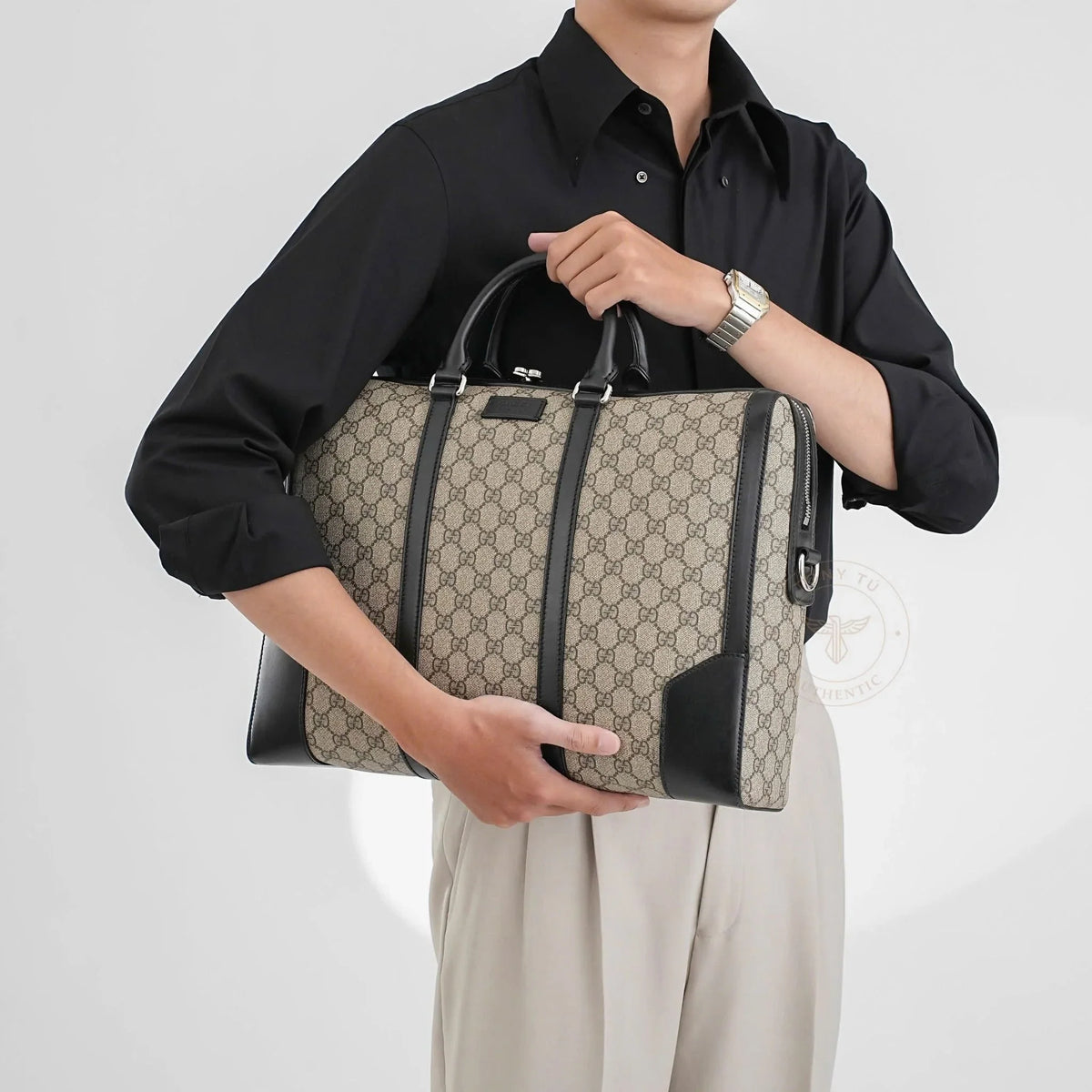 Gucci GG Medium Briefcase Bag - Beige