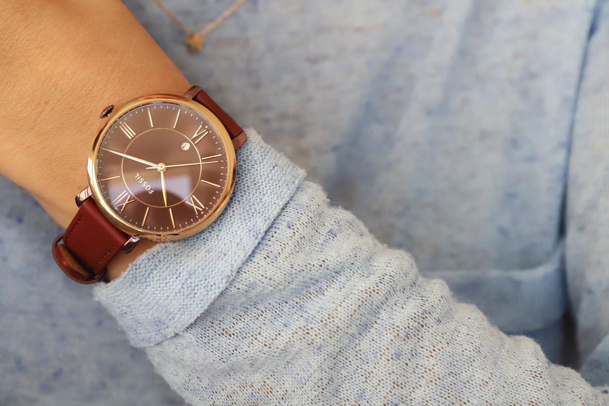 Fossil Jacqueline Burgundy Dial Burgundy Leather Strap Watch for Women  - ES4099