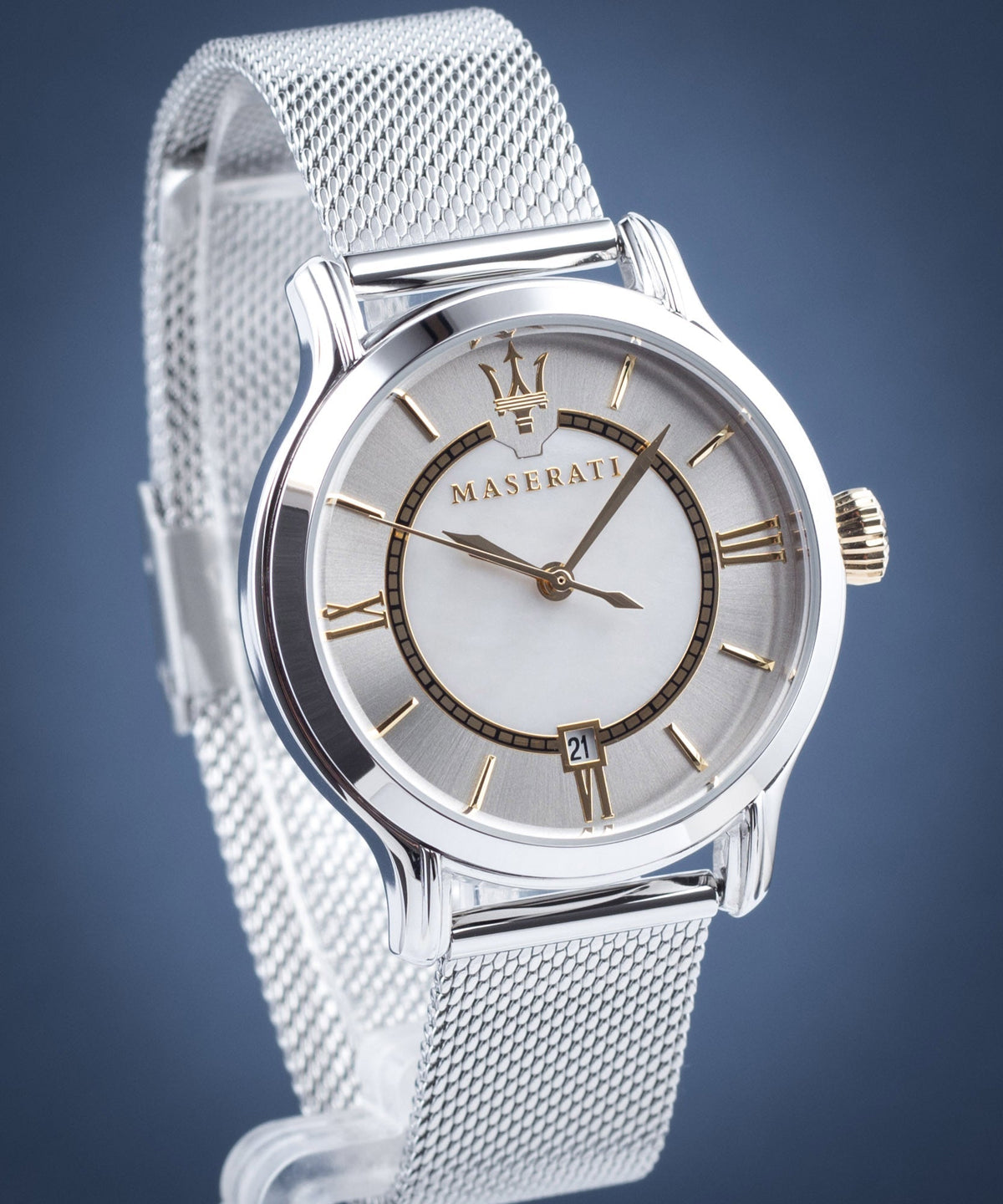 Maserati Epoca Mother of Pearl Dial Silver Mesh Strap Watch For Women - R8853118504