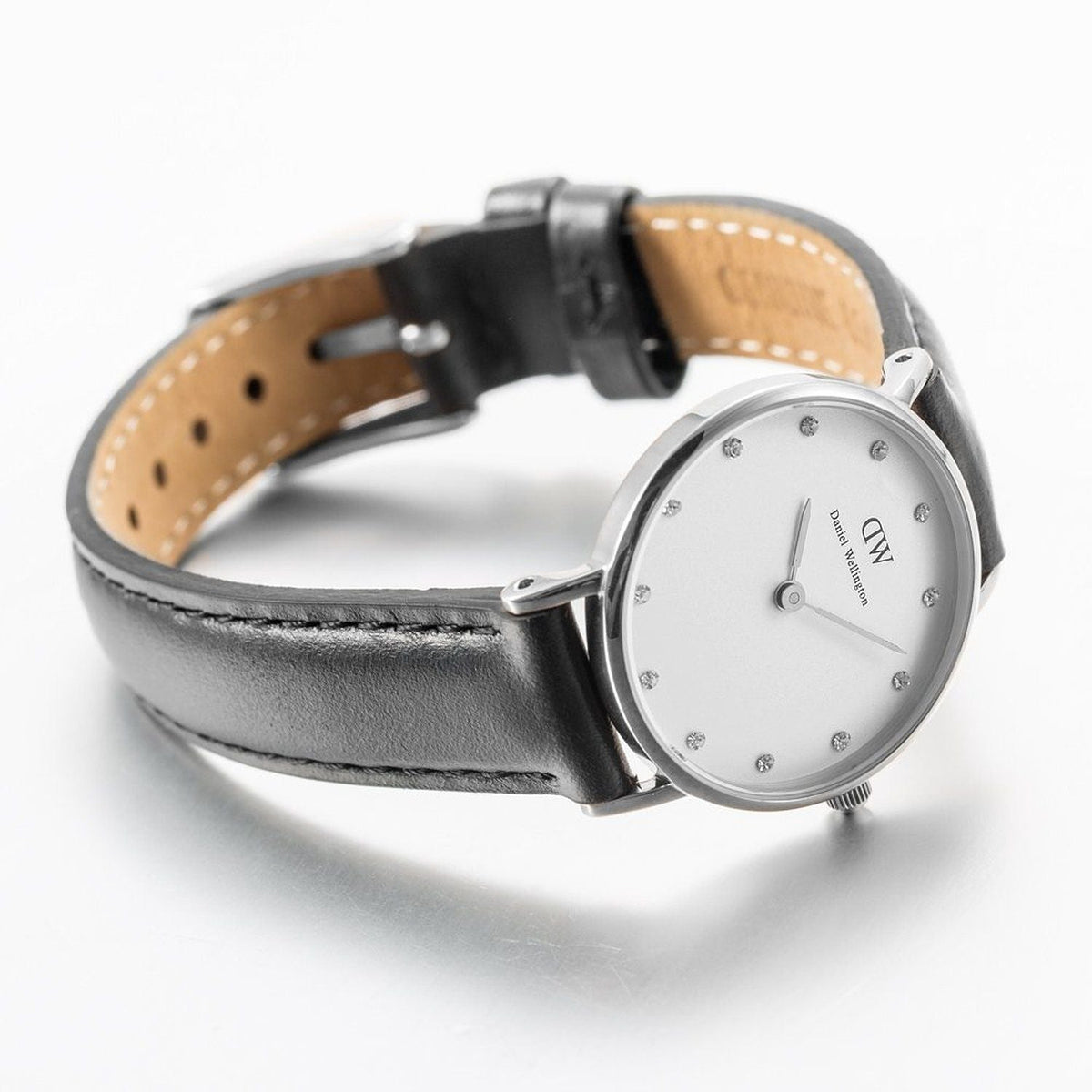 Daniel Wellington Classy Sheffield White Dial Black Leather Strap Watch For Women - DW00100068