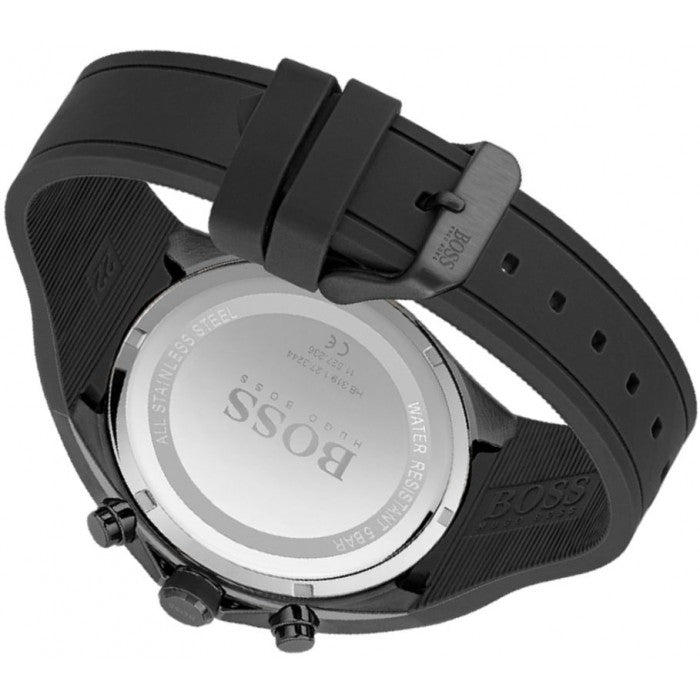 Hugo Boss Distinct Chronograph Black Dial Black Silicone Strap Watch for Men - 1513859