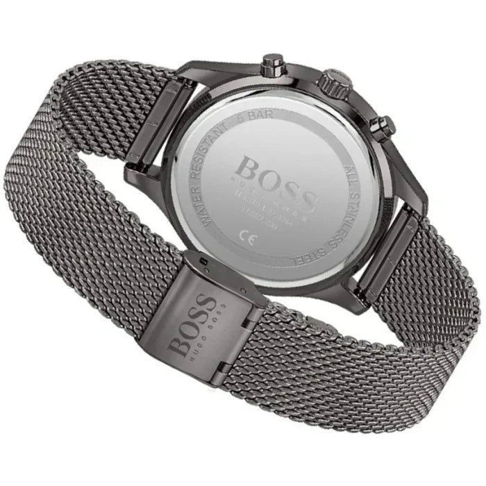 Hugo Boss Associate Chronograph Grey Dial Grey Mesh Bracelet Watch for Men - 1513870