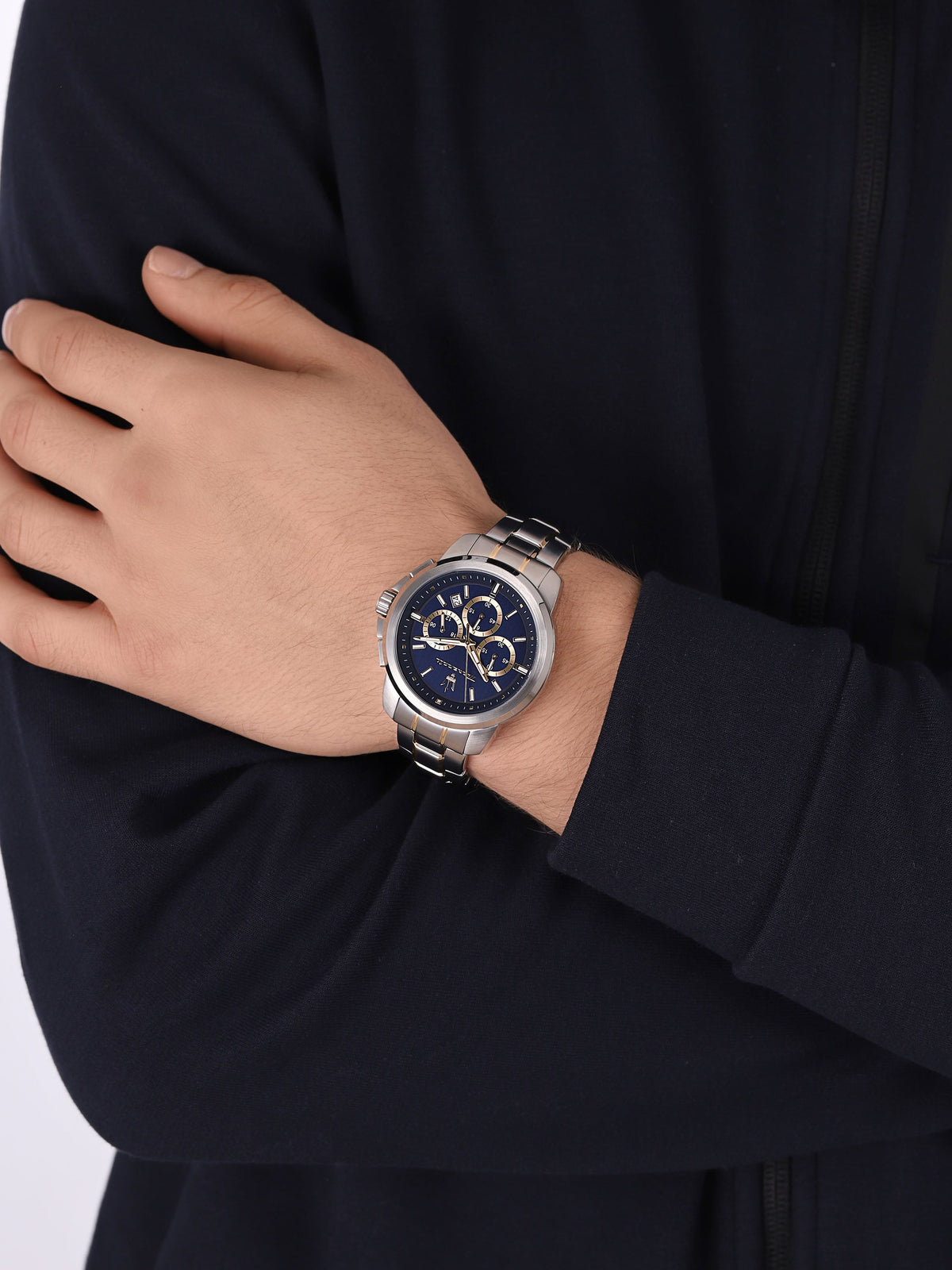 Maserati Successo Chronograph Quartz Blue Dial Silver Steel Strap Watch For Men - R8873621016