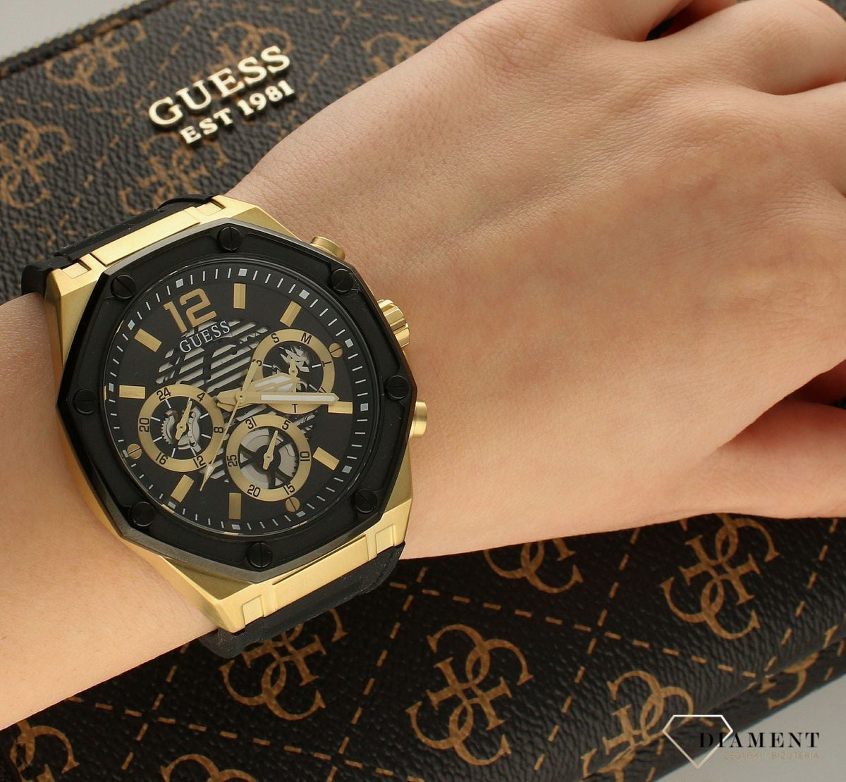 Guess Momentum Black Dial Black Rubber Strap Watch for Men - GW0263G1