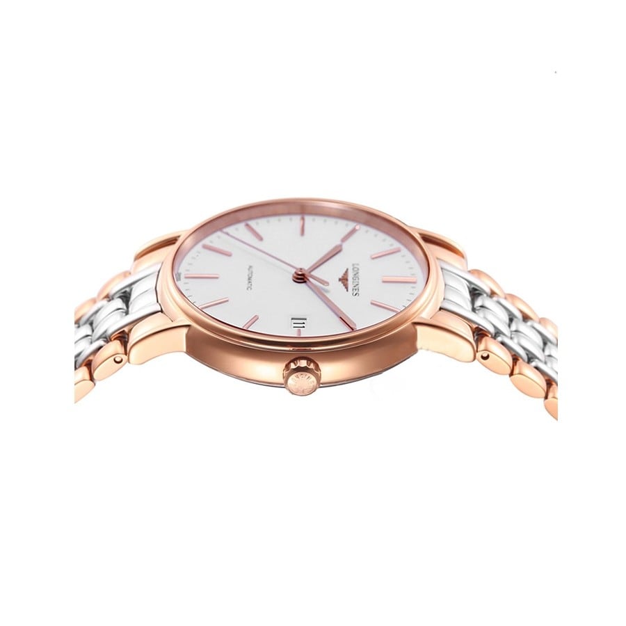 Longines Presence 38.5mm Automatic White Dial Two Tone Steel Strap Watch for Men - L4.921.1.12.7